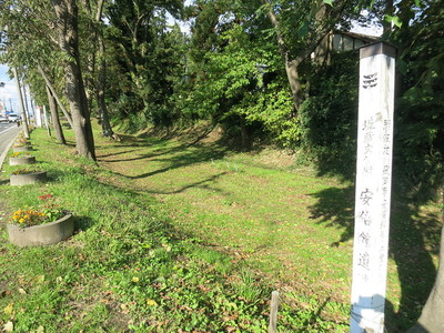 堀跡と安部館遺跡の標柱