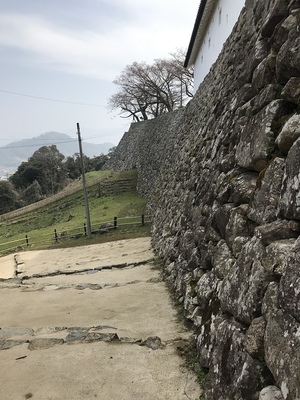 黒門山道からの本丸の石垣