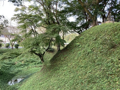 城址碑から堀の傾斜