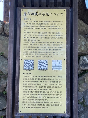岸和田城の石垣についての看板