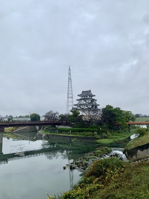 犀川越しの天守(模擬)