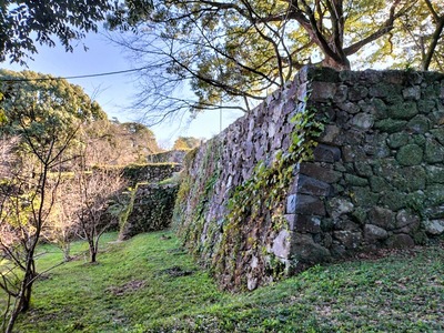 三の丸堀跡から見た本丸石垣