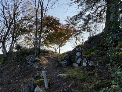 主郭虎口と野面積みの石垣