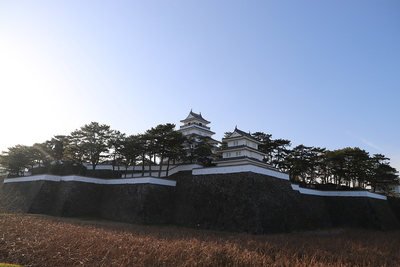 天守（図書館側から堀を挟んで）