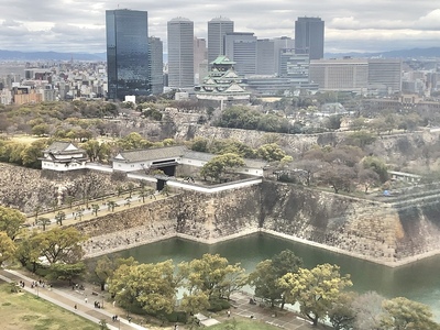 南西の博物館より大阪城を望む