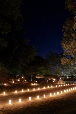 万灯夜祭開催時の湯殿跡庭園