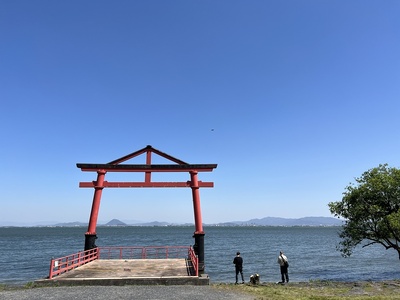 坂本城跡から見る琵琶湖