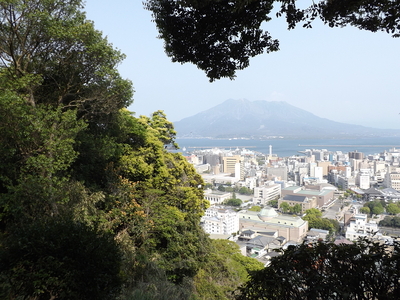 鹿児島城・城山からの桜島の眺望