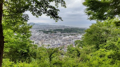 天守から彦根城を望む