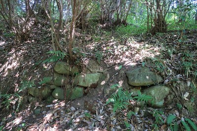 福地氏城 主郭東の土塁に残る石積