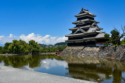 快晴の日の朝の松本城