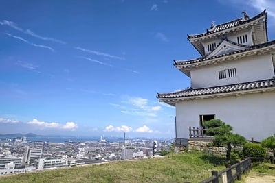 天守と瀬戸大橋