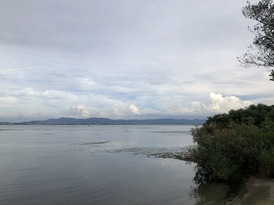 坂本城本丸跡北側からの琵琶湖風景