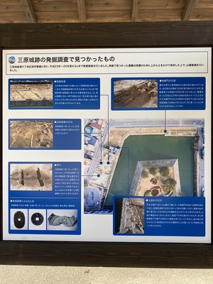 三原城跡の発掘成果説明案内板