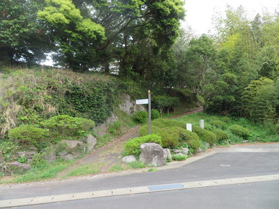 駐車場から城跡を見る