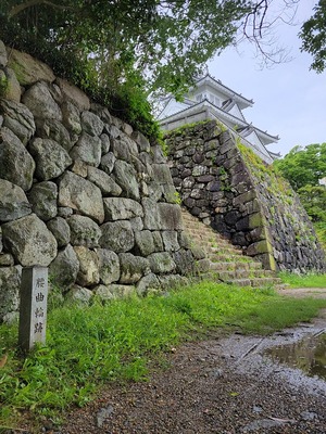 腰曲輪跡から見た石垣と鉄櫓