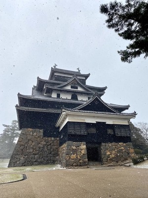 吹雪の中の城