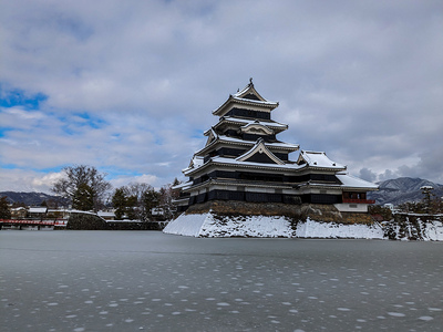雪景色の松本城