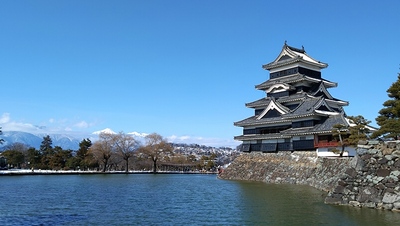 冬の常念岳と松本城