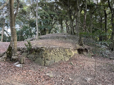 本丸西側の櫓台跡と枡形虎口石垣