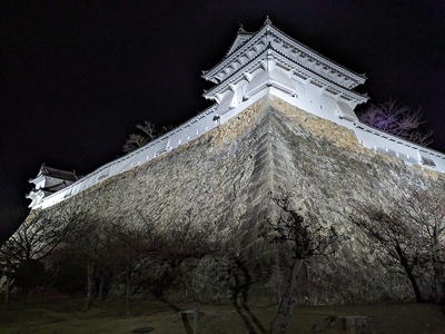 夜のカの櫓と石垣(西の丸南側の下)
