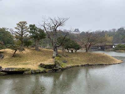 玄宮園から天守を望む