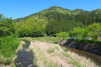 梨打城 荒城川越しの遠景（南東より）