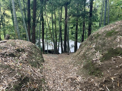 主廓と城山神社を結ぶ道の（模擬？）虎口