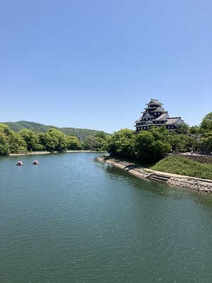 月見橋より見る天守と旭川