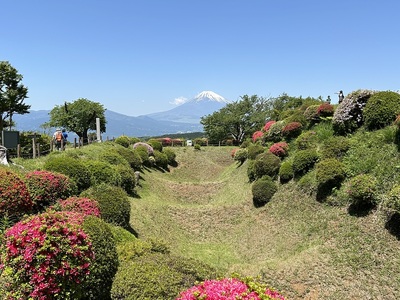 西櫓の南西側の障子堀（と富士山）