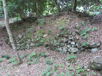 大堀切東側面の石垣