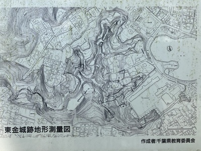 東金城址の案内板より縄張り図を抜粋