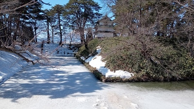 二の丸未申櫓と凍った水堀