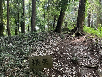 本丸虎口の横矢の土塁