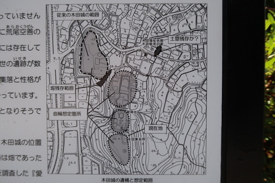 木田城 想定範囲（案内板より抜粋）