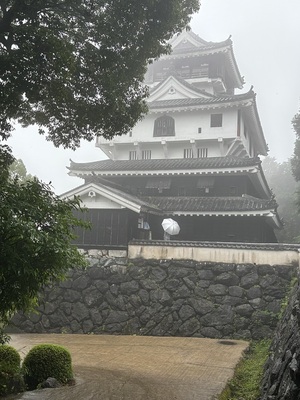 雨の日の天守