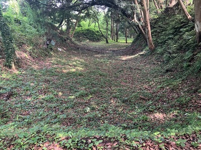 主郭前の堀切(土橋より撮影)