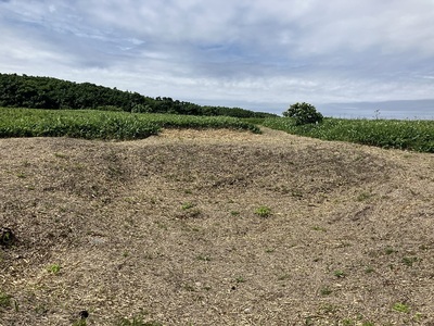 チャシ手前にある竪穴式住居跡