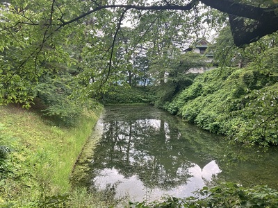 中濠西端の土塁と二の丸未申櫓