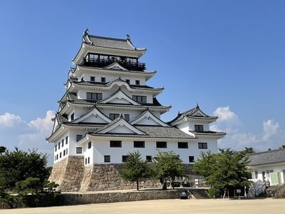 真夏の青空の下の天守