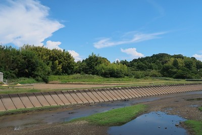 川北城 志登茂川越しの遠景（西より）