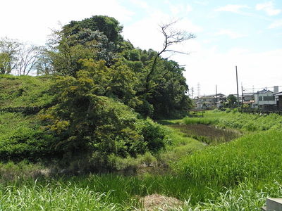 本丸の堀と土塁（北西側）