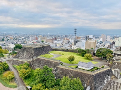 甲府城遠景（朝焼け）　城のホテルから