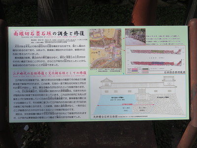 南堀切石塁石垣の調査と修復