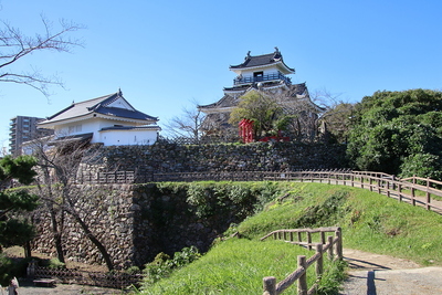 天守と天守門（月見櫓跡から）