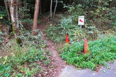 妻木城 士屋敷跡からの仮登山道登り口