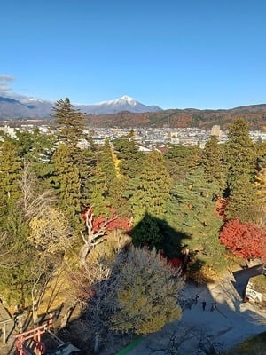 磐梯山と城影