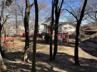 土塁上からの城山稲荷神社