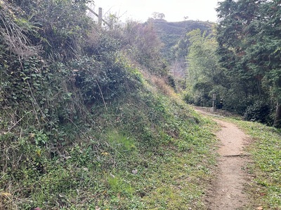 花の壇脇の切岸