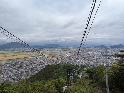 ロープウェイから見た琵琶湖と近江八幡の街